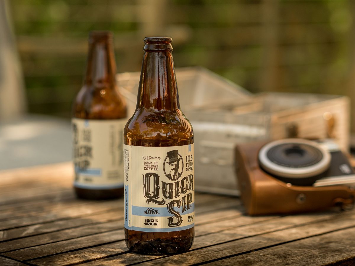 Quick Sip Cold Brew Coffee bottle labels designed by Heavy Heavy
