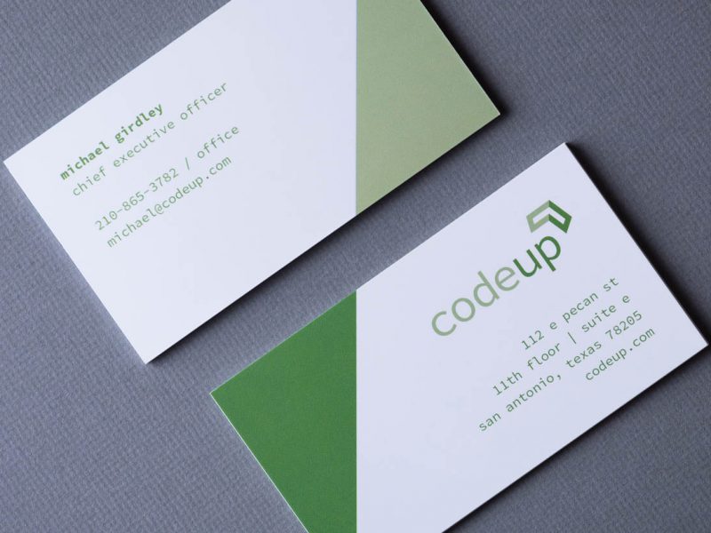 Codeup business cards designed by Heavy Heavy